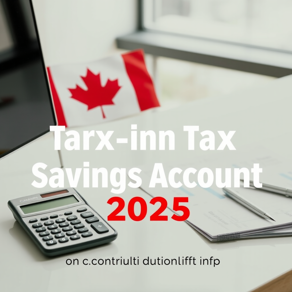 Canadian Tax-Free Savings Account 2025 contribution limit announcement with calculator, Canadian flag, and investment documents on a modern desk