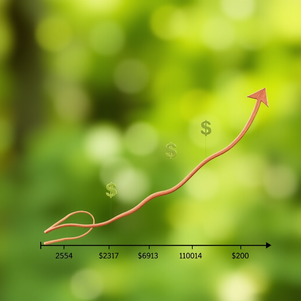 Upward trending investment growth chart showing TFSA portfolio performance over time with Canadian dollar symbols